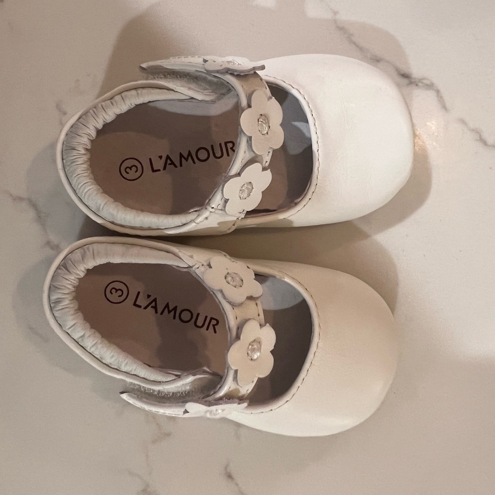 L’Amour baby shoes. Worn once. Like new condition